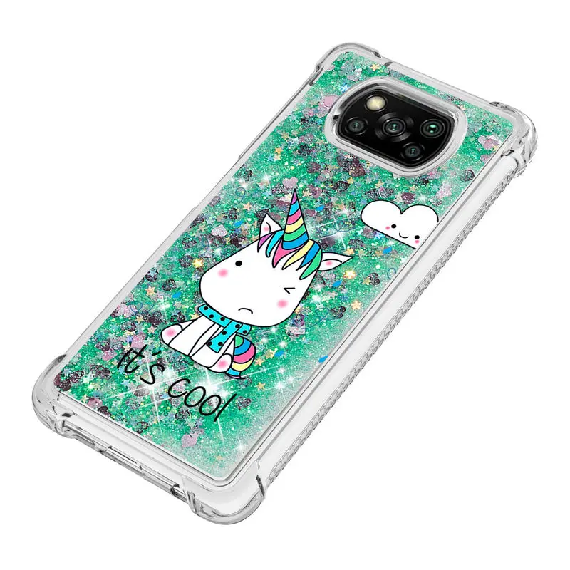 

Xiaomi Poco X3 NFC Case fashion Glitter quicksand TPU Frame Anti-fall Airbag shockproof Back Cover For Xiaomi Poco X3 NFC Cover