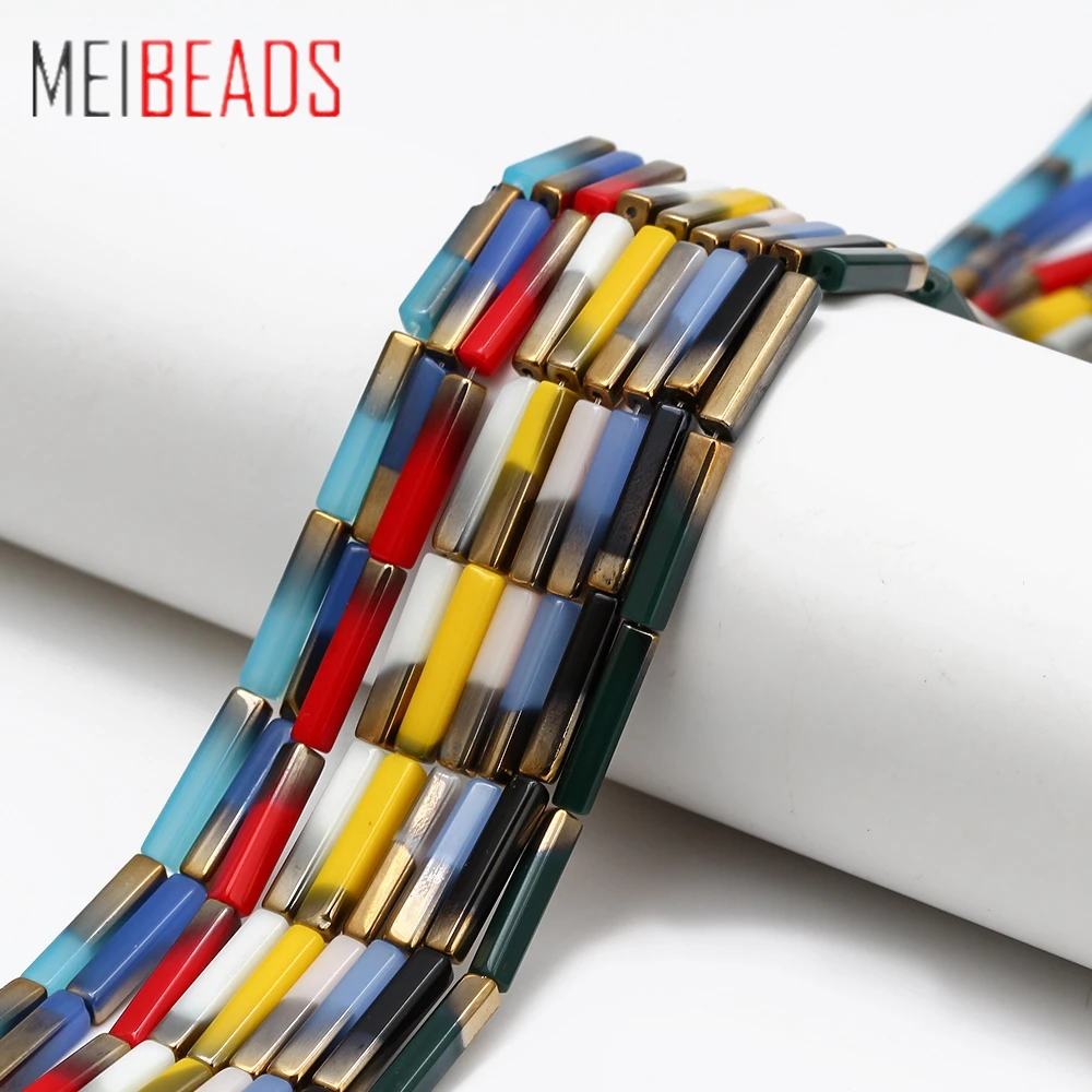 

MEIBEADS Fashion 20pcs/lot 20*4mm Rectangle Loose Beads Spacer Strip Long Beads For Jewelry Making Bracelet Accessories EY6225