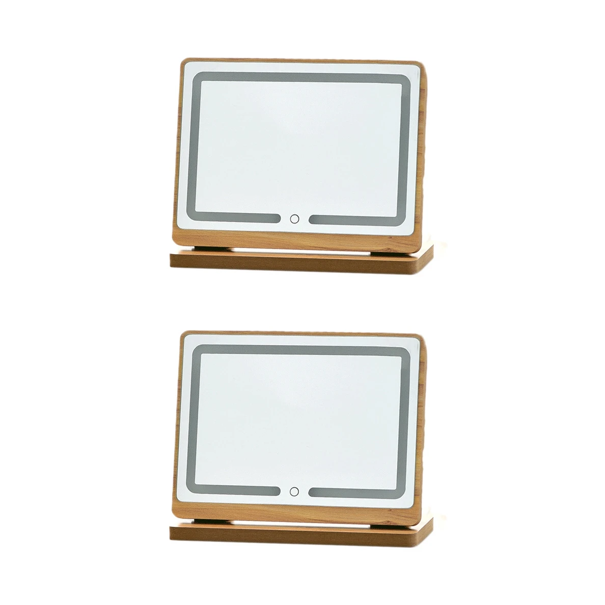 

Wooden Tricolor LED Lighted Makeup Mirror 90Adjustable Angle Rotation USB Press Sn Makeup Mirror