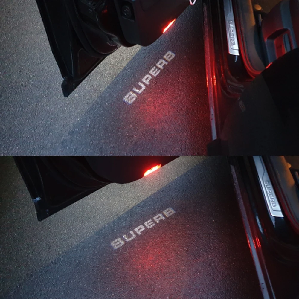 

4pcs/lot Car Styling SUPERB Shadow Courtesy Light For Skoda Superb MK3 3 Superb MK2 2 Skoda Welcome Light Logo Projector Lamp