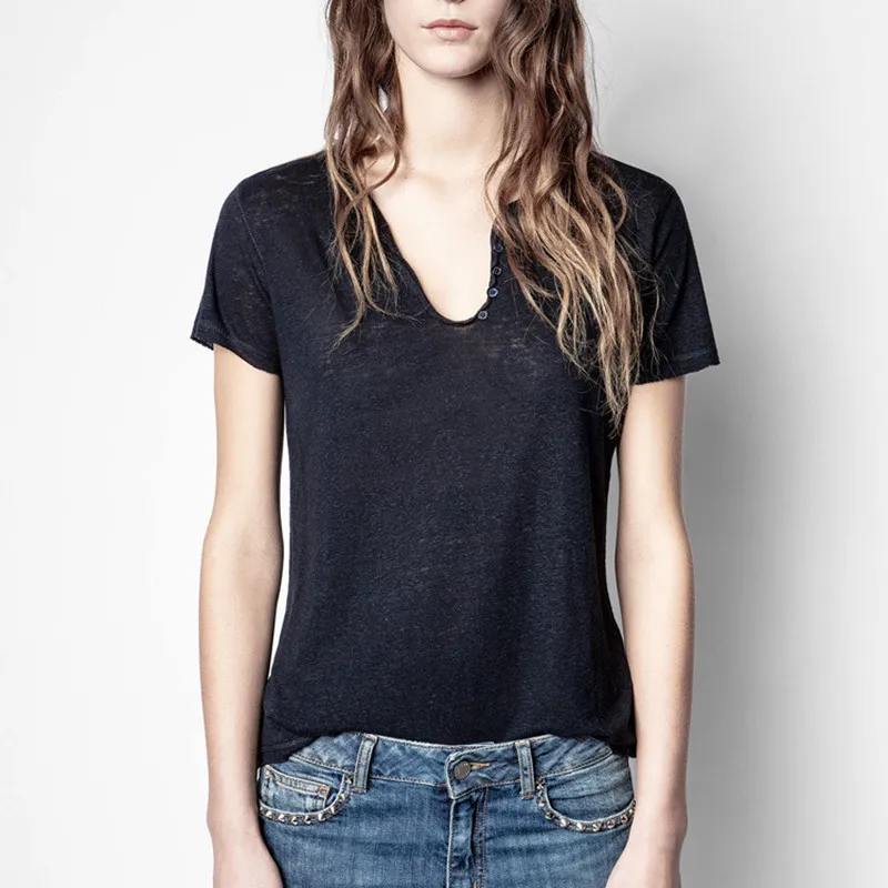 

Fashion Slim U-Neck Stars Inlaid Diamond Women Cotton T-Shirt Female High Street Brand Designed Tee Ladies Casual New Top ML052