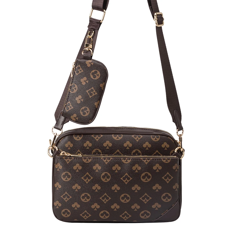 

Men's Famous Brand Bag 3-IN-1 Vintage Crossbody Shoulder Bags Male printing PU Leather handbag Daily Business Teenagers bag