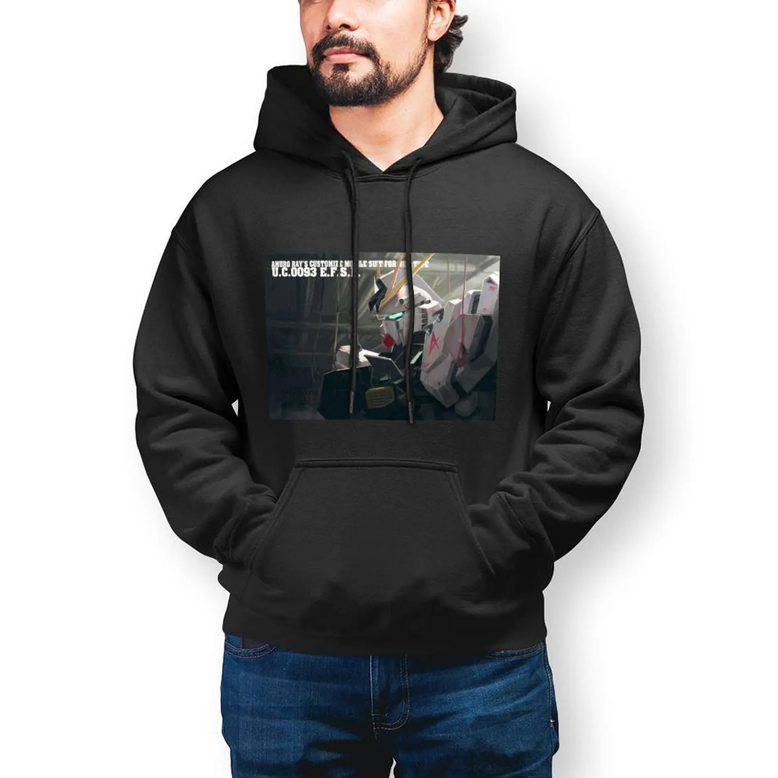 

Bandai Gundam RX-93 Nu Gundam in Hangar Hoodies Anime Cotton Hoodie Winter Loose Long Sleeve Pullover Hoodie Men