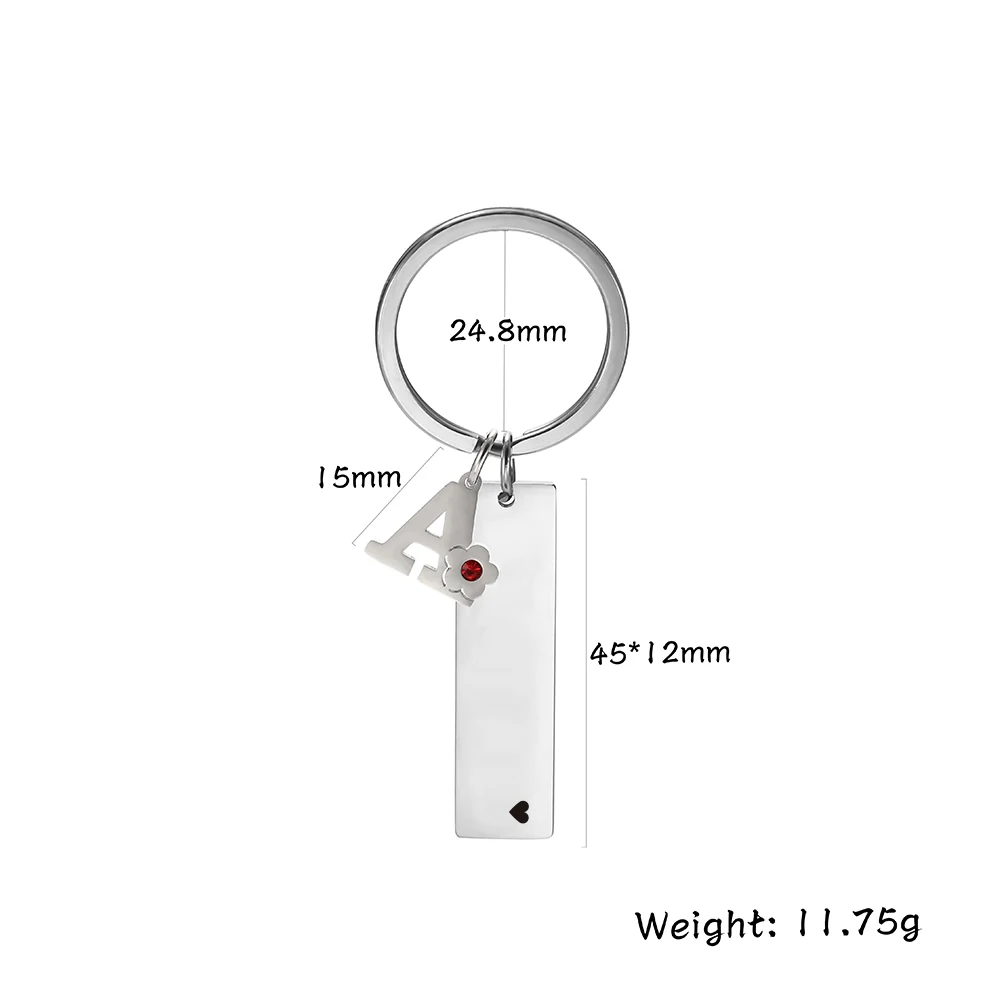 

Cazador Personalized 26 Letters with a Flower Engrave Text Keychain for Lover Family Stainless Steel Keyring Anniversary Jewelry