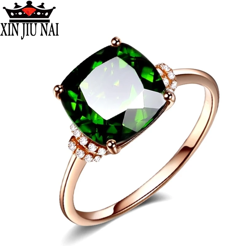 Модное розовое золото высокий квадратный Изумрудный Циркон дамское кольцо