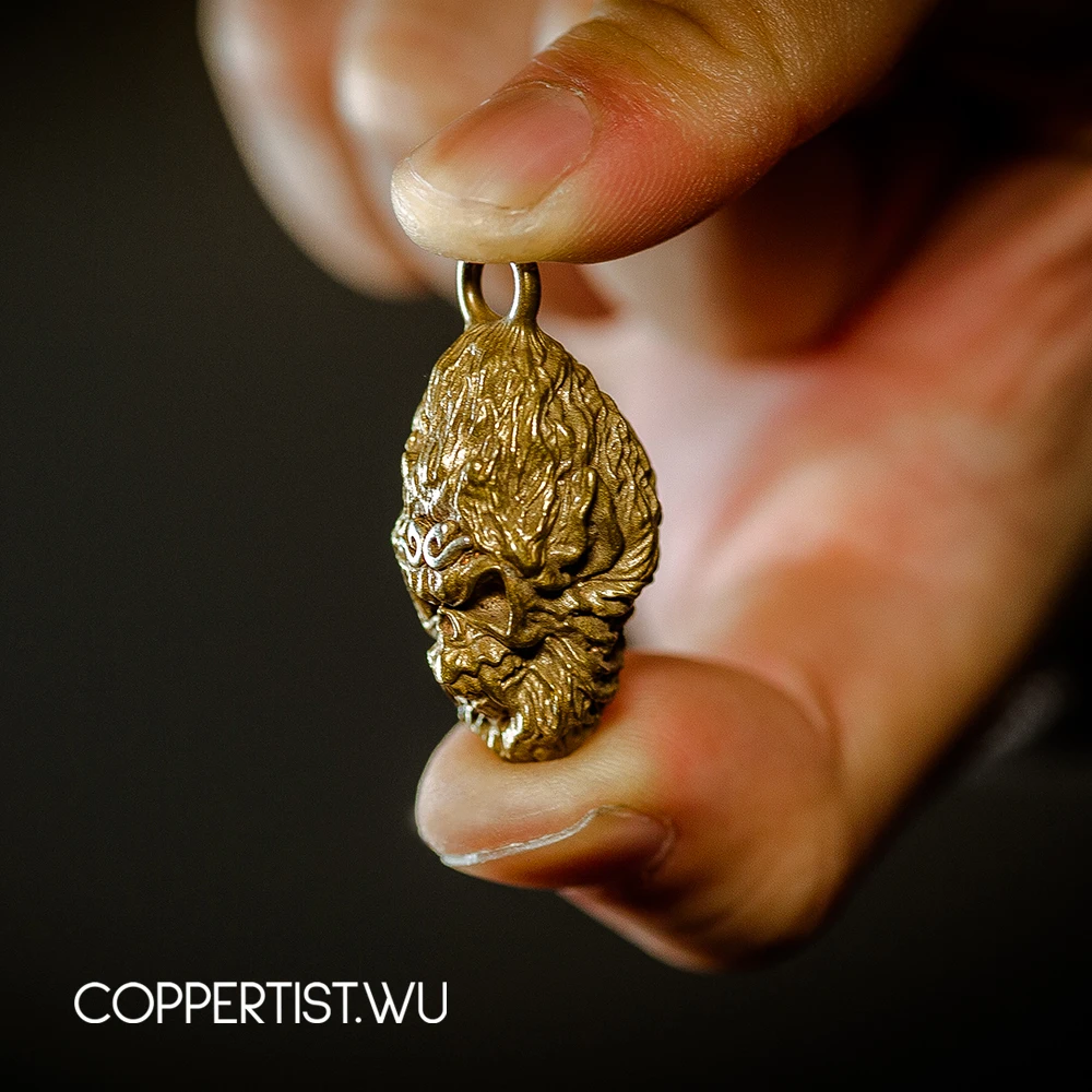 Coppertist. Wu Обезьяна Король Брелки Подвески латунь с серебром китайский супер герой Sun Wukong бронза Зодиак обезьяна ключи цепи