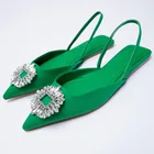 Новинка лета 2021, женские туфли, ярко Украшенные стразы, темпераментные свадебные туфли с острым носком для весны и лета