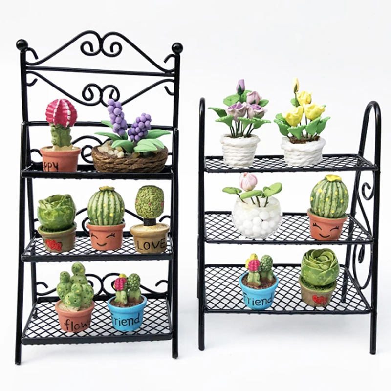 1/12 кукольный домик миниатюрная полка железная Цветочная подставка Украшение