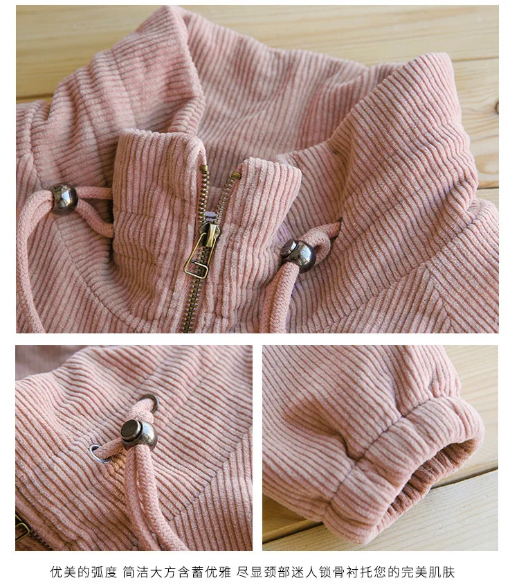 Вельветовая длинная одежда с хлопковой подкладкой Дамское пальто из овечьей