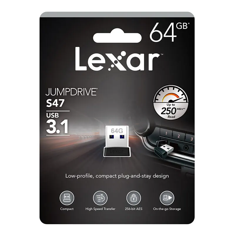 Флешка Lexar mini S47 128 гб USB 3 1 256 бит AES металлический usb накопитель 64 32 память JumpDrive|USB