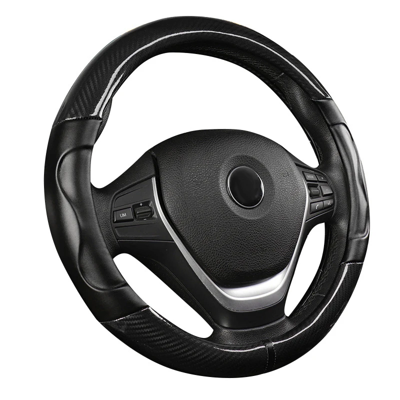 

Carbon Fiber Car Steering Wheel Cover Dustproof Faux Leather High Quality