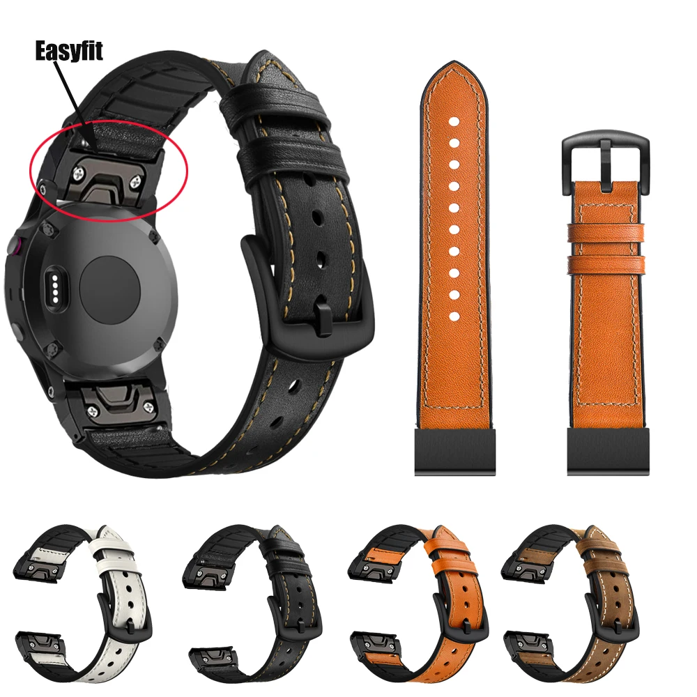 

Кожаный ремешок для наручных часов Garmin Fenix 5 6 5X 6X, быстросъемный ремешок для Garmin Fenix 3 3HR 5X 5 Plus 6 Pro Forerunner 935 945