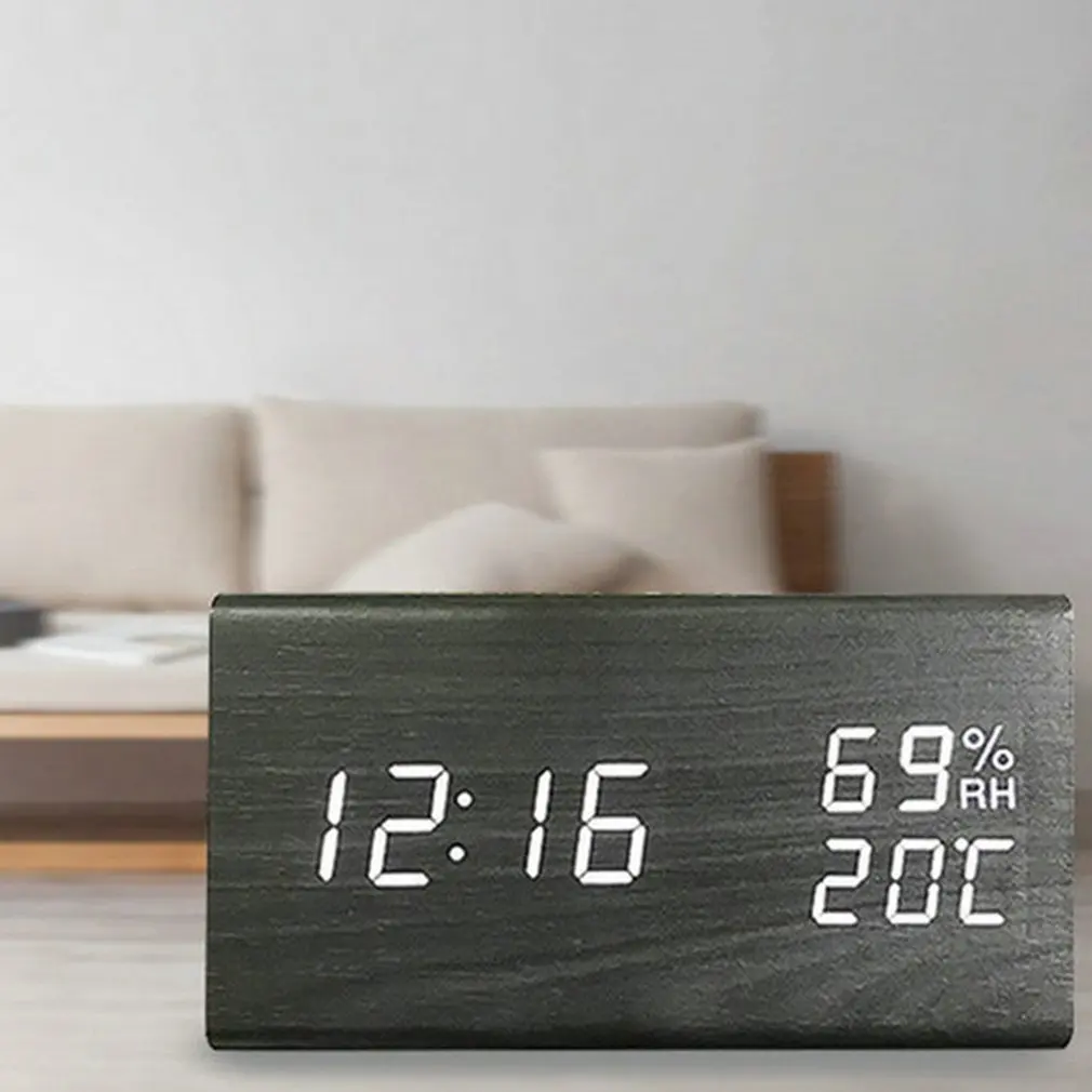 СВЕТОДИОДНЫЕ Деревянные треугольные электронные часы с ручной регулировкой