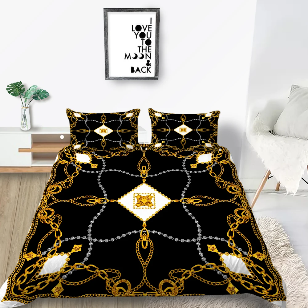 

Gold Bedding Set Luxury Duvet Cover Set 2/3 Pcs Bedclothes Modern Home Bed Set Pillowcase Room Decoration