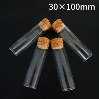 6pcslot 30x100mm glass test tube with cork flat bottom transparent lab empty scented tea drink candy storage tubes