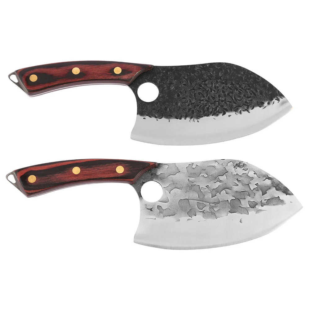

Damask 7 Inch High Carbon Steel Chopping Knife Peach Shaped Blade Meat Cleaver Filleting Knife Serbian Chef Knife Cooking Slicer