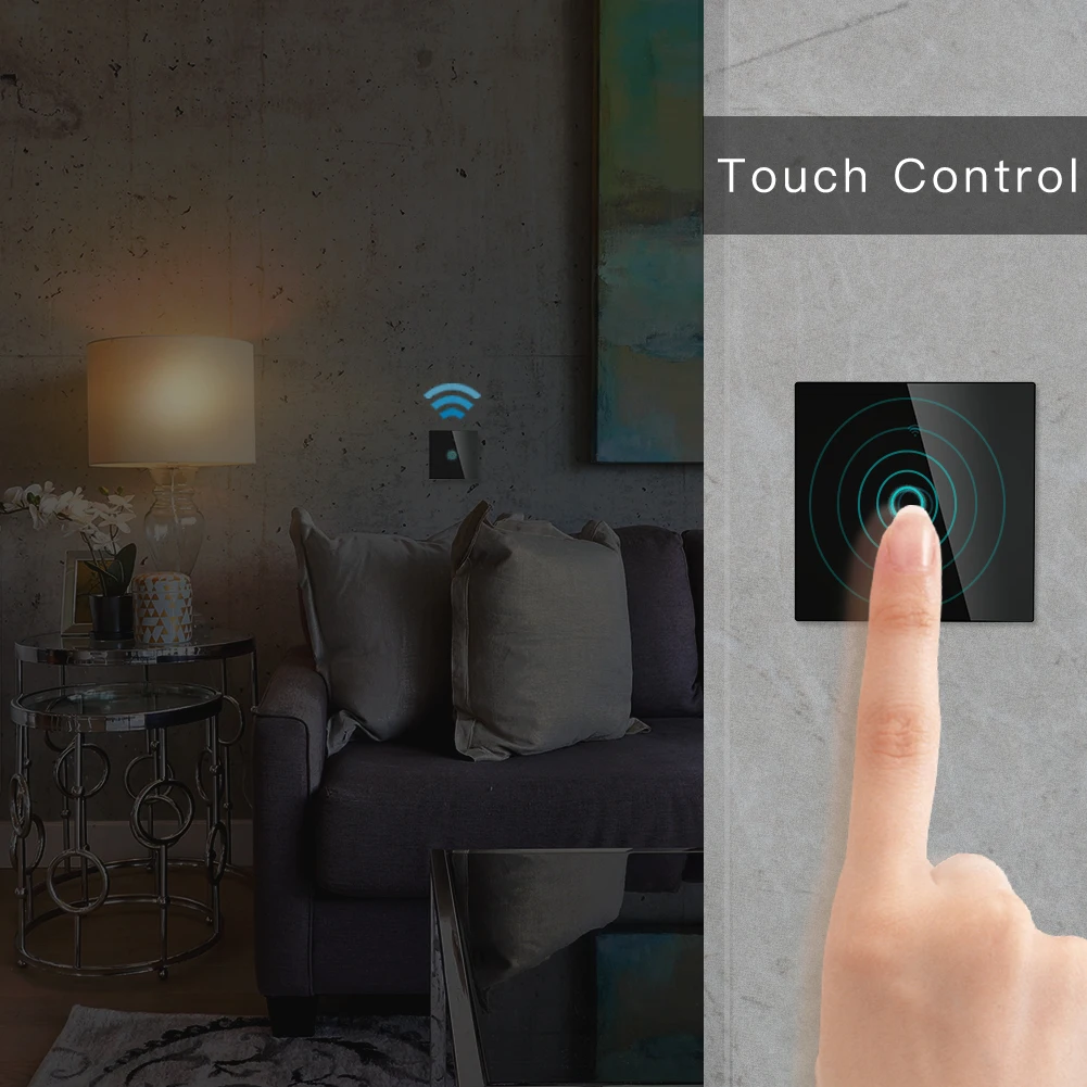 Умный настенный сенсорный светильник ель черный выключатель с Wi Fi совместим Smart