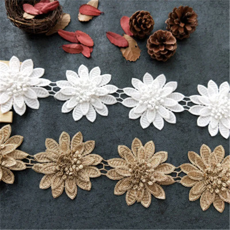 Вышитая Цветочная трехмерная цветочная ткань кружевная DIY Ручная работа