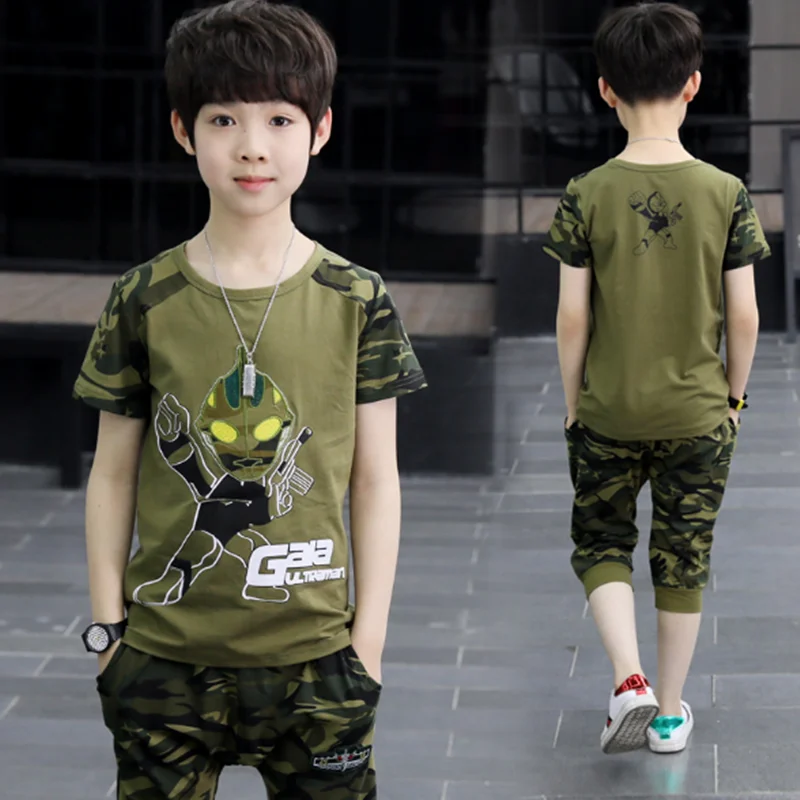 Детский костюм с короткими рукавами для мальчиков новинка 2020 года летняя детская