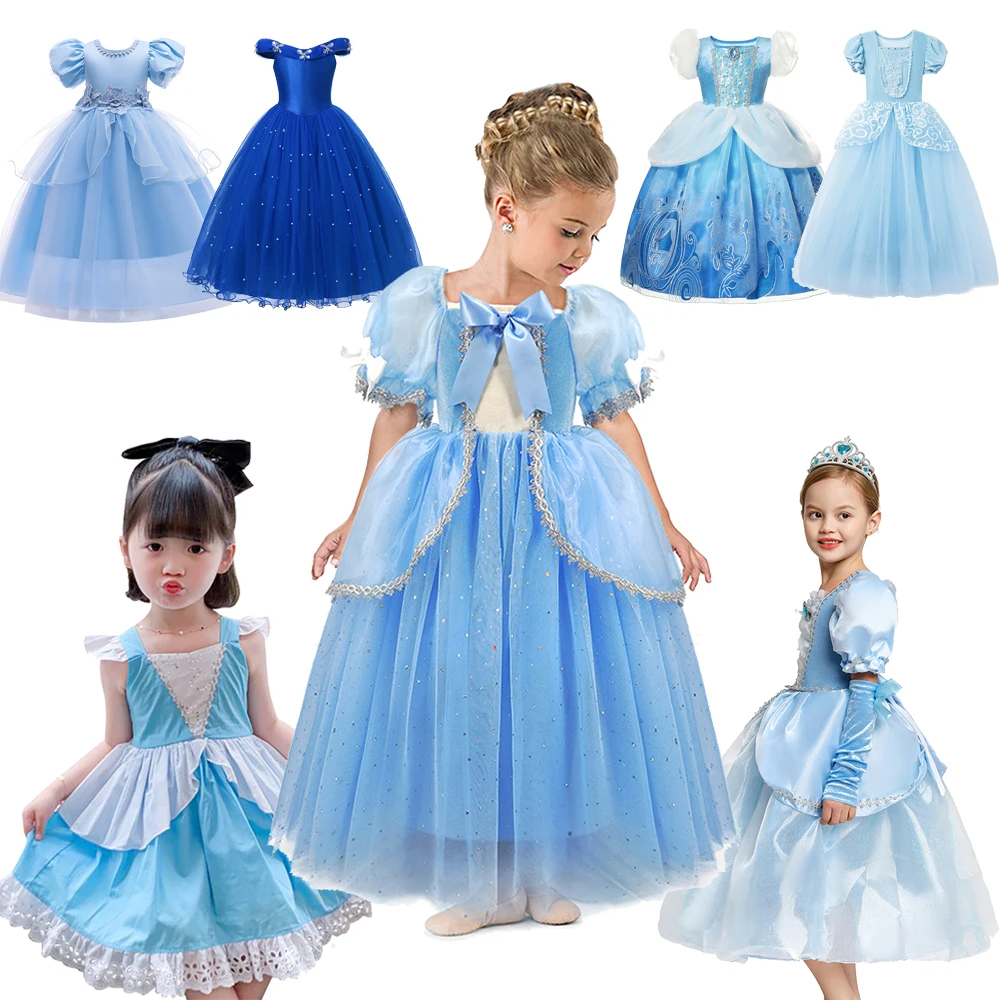 Платье Золушки для девочек вечернее платье костюм принцессы Детский косплея на