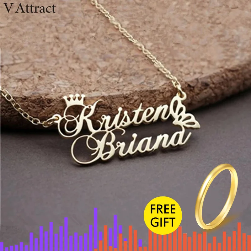 Принцесса Корона очарование пользовательские двойные имена кулон ожерелье для