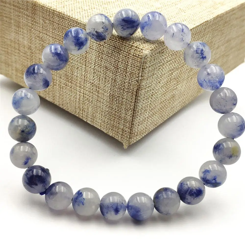 8 мм топ натуральный синий дюмортиерит кварц Rutilated Кристалл для женщин и мужчин