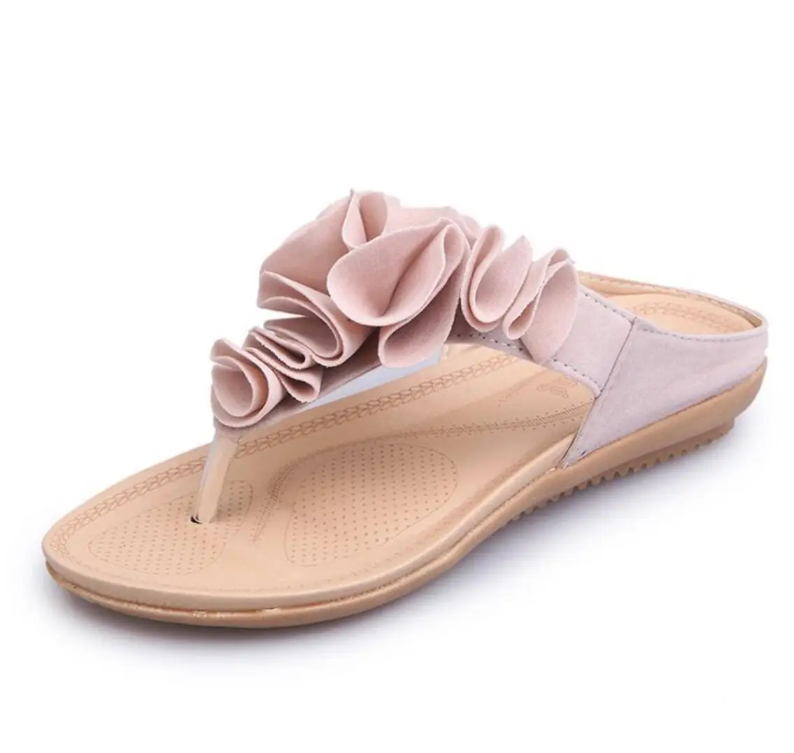 

Slippers Women Slides 2021Fresh Summer Woman Sandal Ladies Slipper Bohemia Holiday Flip-flops Beach Shoes Petaloid Design Sandal