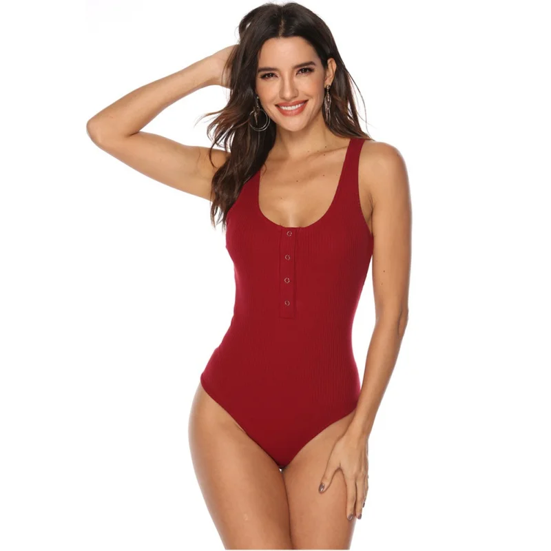 Сексуальное боди летнее Ретро винтажное Женское однотонные трикотажные топы с