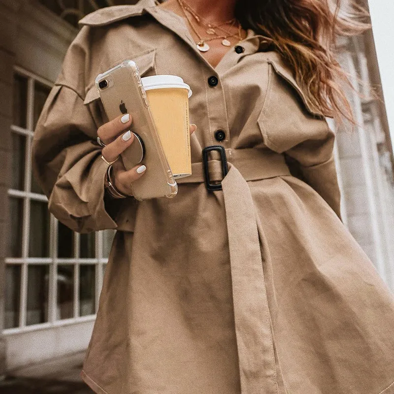 Женский тренчкот тонкий двубортный плащ-ветровка длинный пояса для верхней