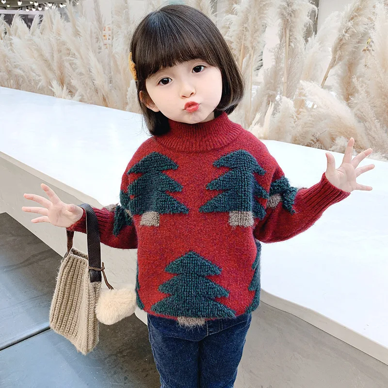 

Girls Sweater Baby's Coat Outwear 2021 Sweet Thicken Warm Winter Autumn Knitting Scoop Jacket Formal School Children's Clothing