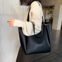 women large capacity top handle bags high quality solid color pu leather shoulder shopper bags for women 2021 designer sac main