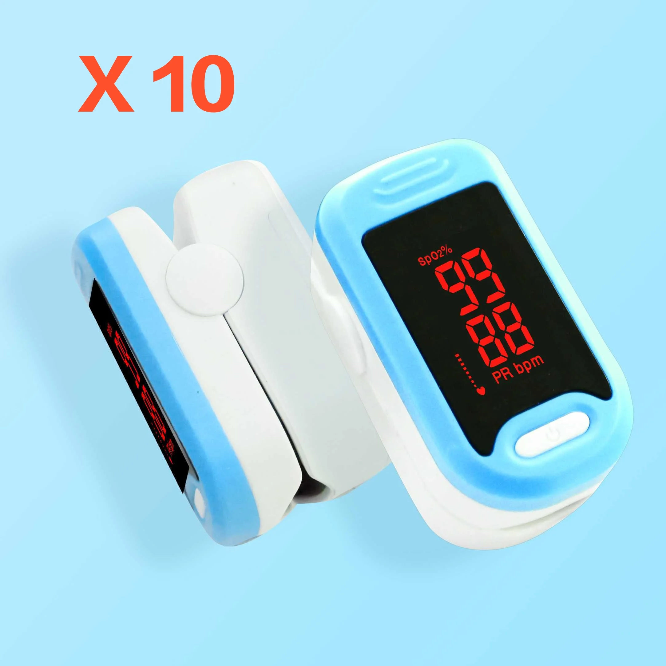 Blue and Blue box Loodom 10 шт. светодиодный импульсный оксиметр кончик пальца оксиметр Пульсо пальцевой Пульсоксиметр кислородный монитор Oximetro de dedo тонометр - Цвет: Blue and Blue box
