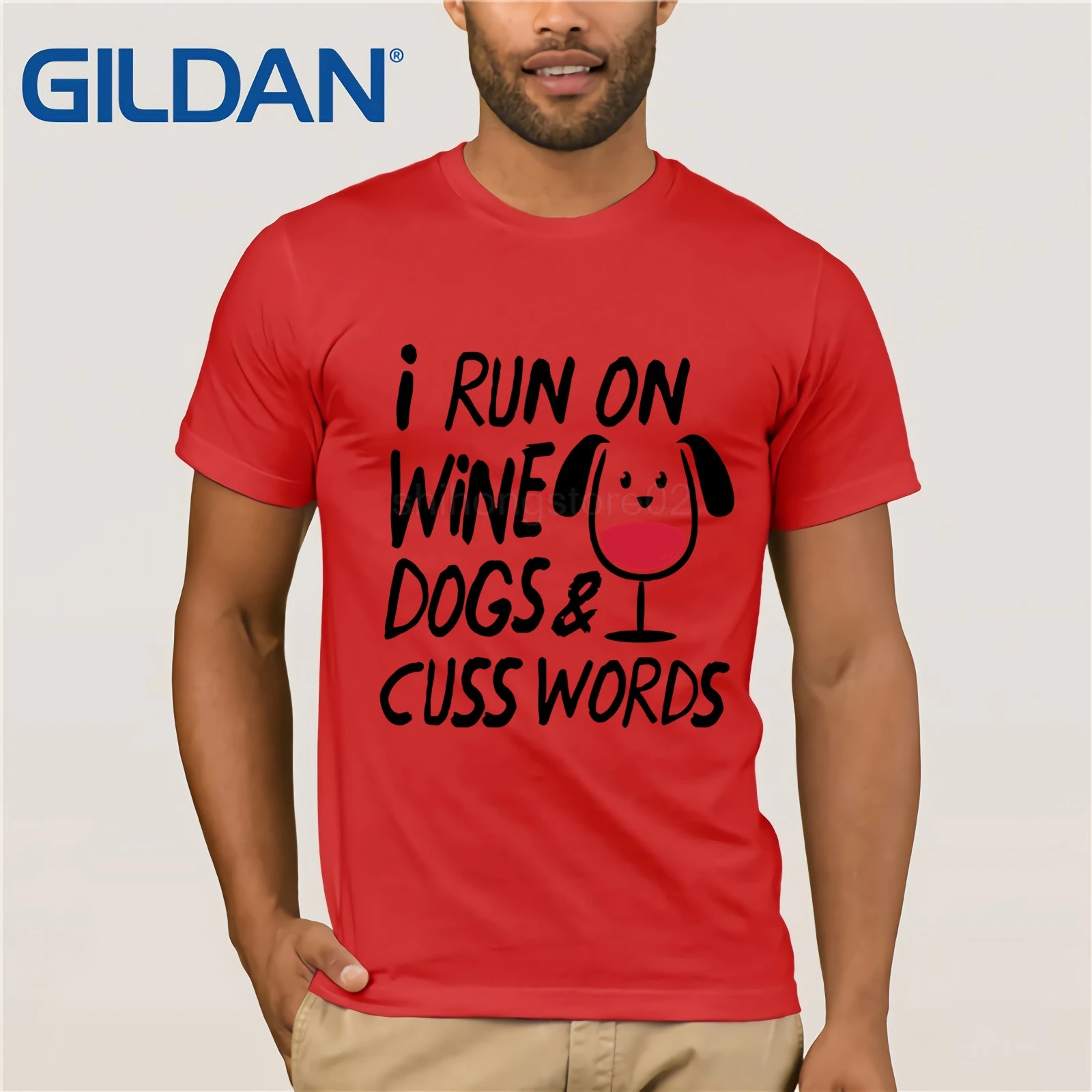 Летняя футболка с надписью I On Wine Dogs And Cuss | Мужская одежда