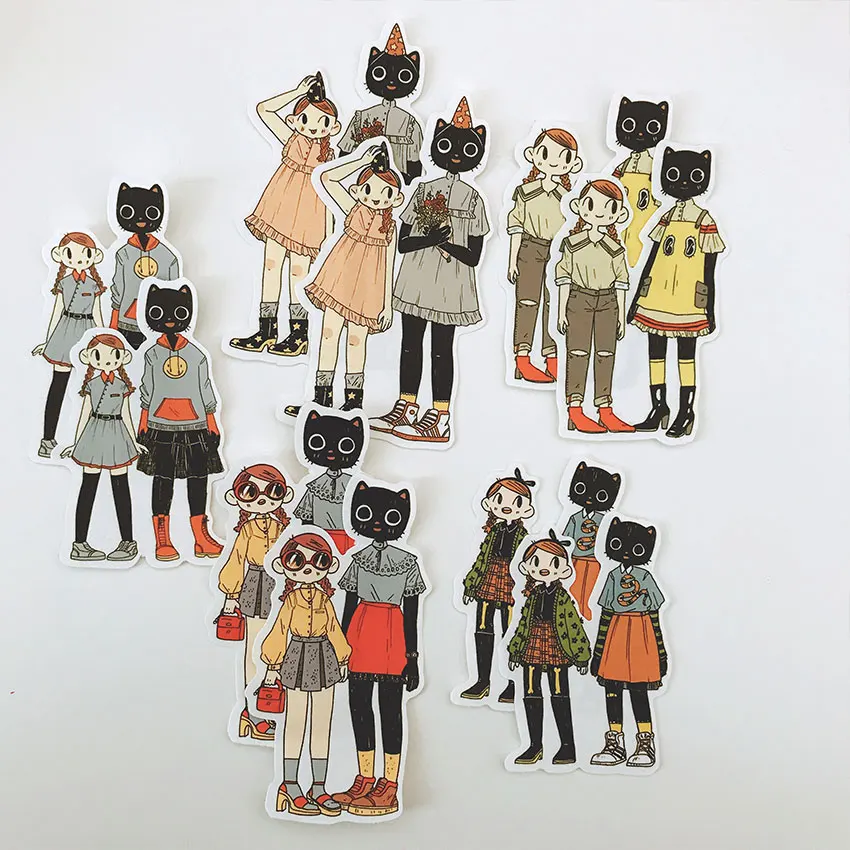 10Pcs/Pack Diary Japan Girl Cat Friends Sticker DIY Craft Scrapbooking Album Journal Happy Planner Decorative Stickers | Дом и сад