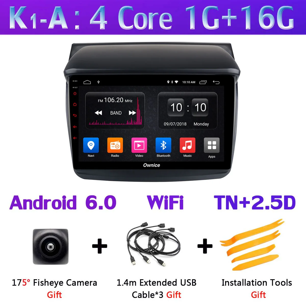 K1-A " 1DIN 360 ° панорамный Android автомобильный DVD gps Навигатор Радио для Mitsubishi Pajero Sport L200 Trion Видео Аудио CarPlay DSP 4G LTE - Цвет: K1-A