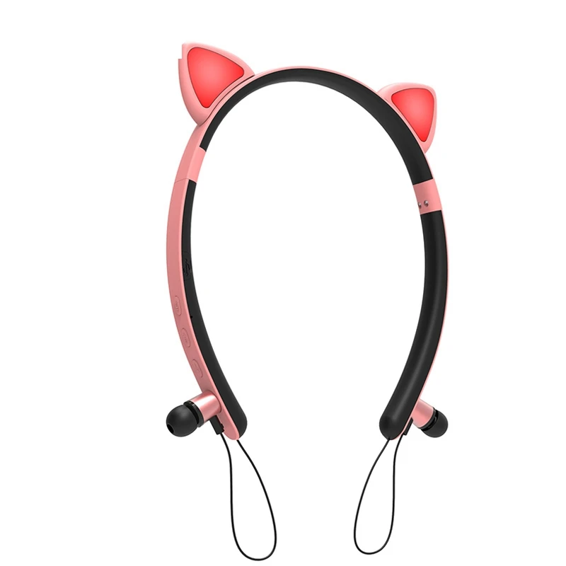 

2021 NEW Cute Cat Ear Wireless Headphones LED Light Gaming Headset Phone Earbuds Gamer Bluetooth Girl Music Children Gift