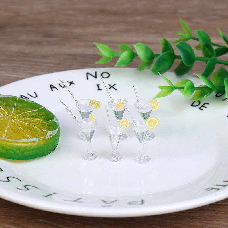 

6Pcs 1:12 Dollhouse Miniature Lemon Juice Cups Dolls Kitchen Drink Accessories