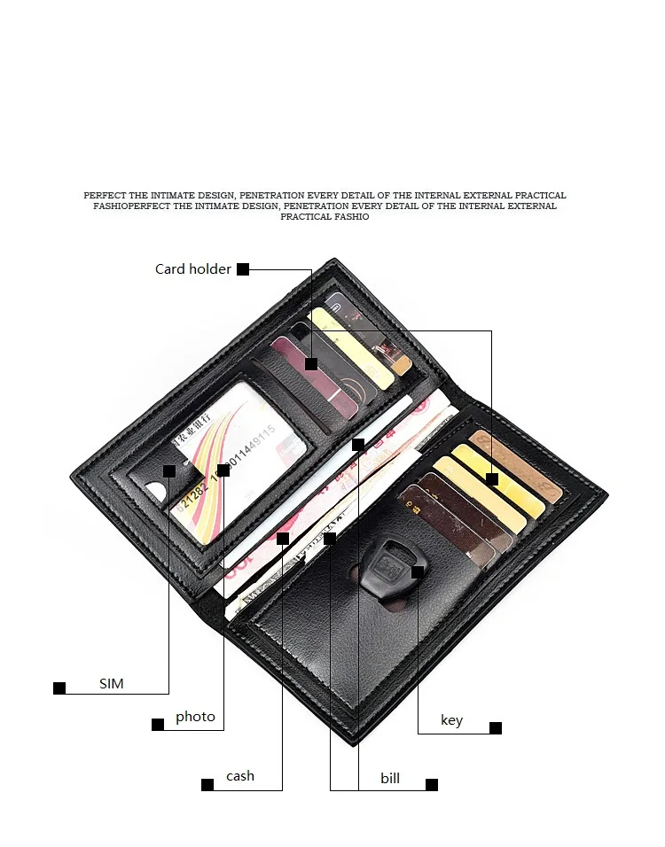 Мужской Длинный кошелек клатч из натуральной кожи мужские бумажники держатель