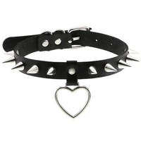 spike punk choker heart collar for girl metal necklace emo neck strap cosplay goth chocker gothic aesthetic accessories