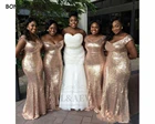 2021 с блестками, Платья для подружек невесты Золотое Платье русалки с открытыми плечами, черное платье подружки невесты из Южной Африки с завязкой сзади