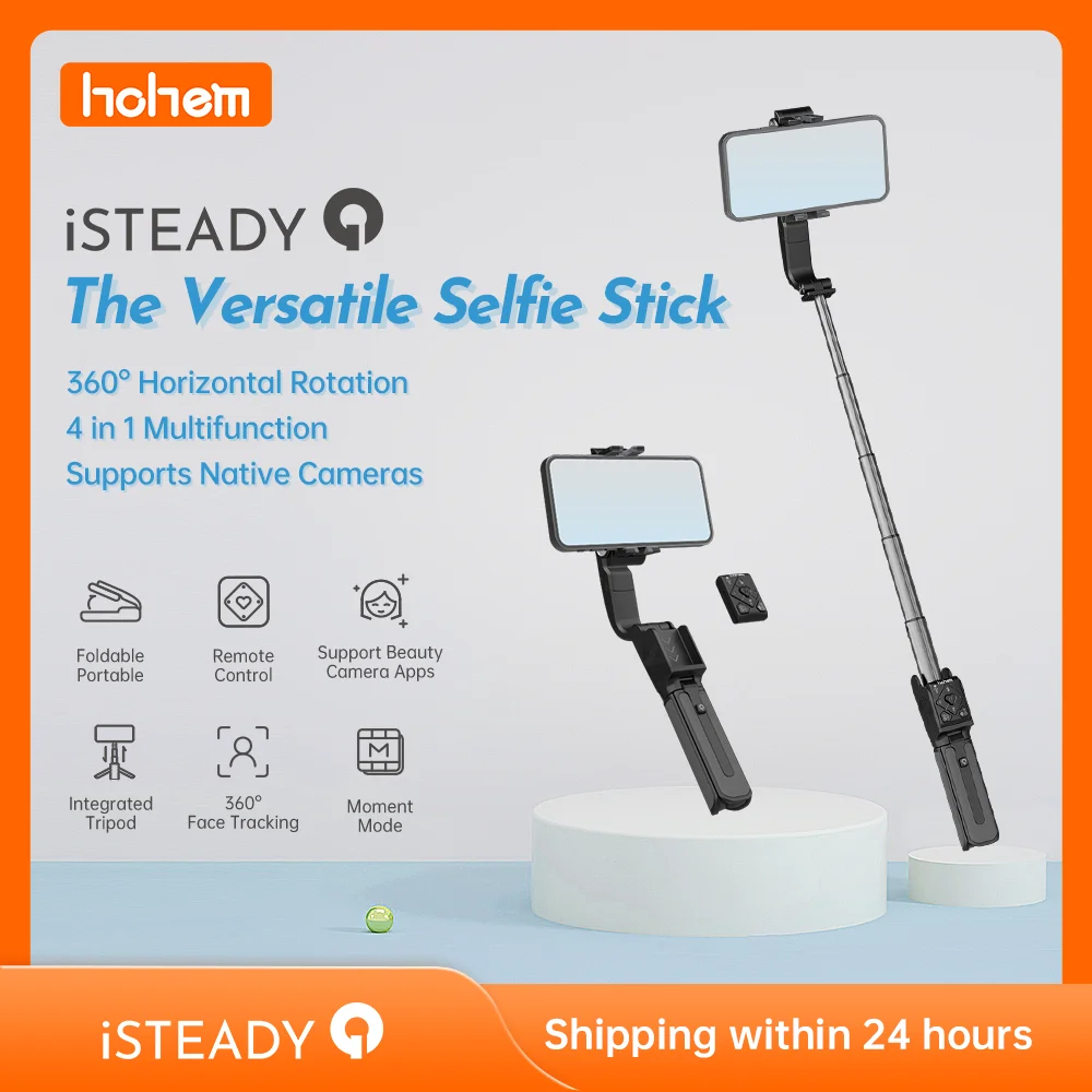 

Hohem iSteady Q Wireless Selfie Stick Adjustable Selfie Stand Outdoor Holder Folding Gimbal Stabilizer For phone IOS Androd