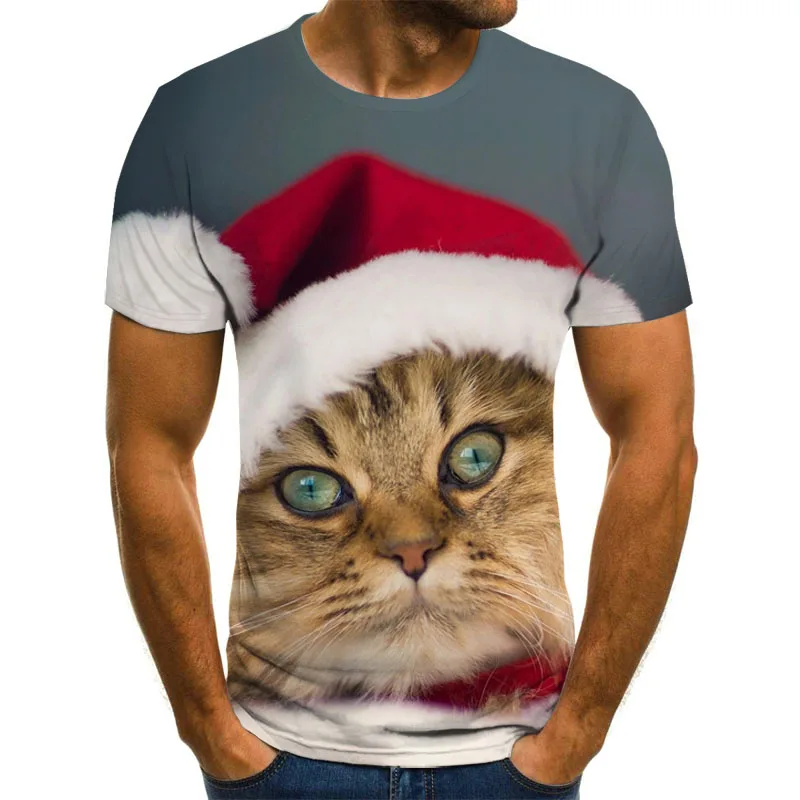 

2021 new explosions summer classic card Christmas comfortable fashion men'sT-shirt round neck sports casual short sleeve T-shirt