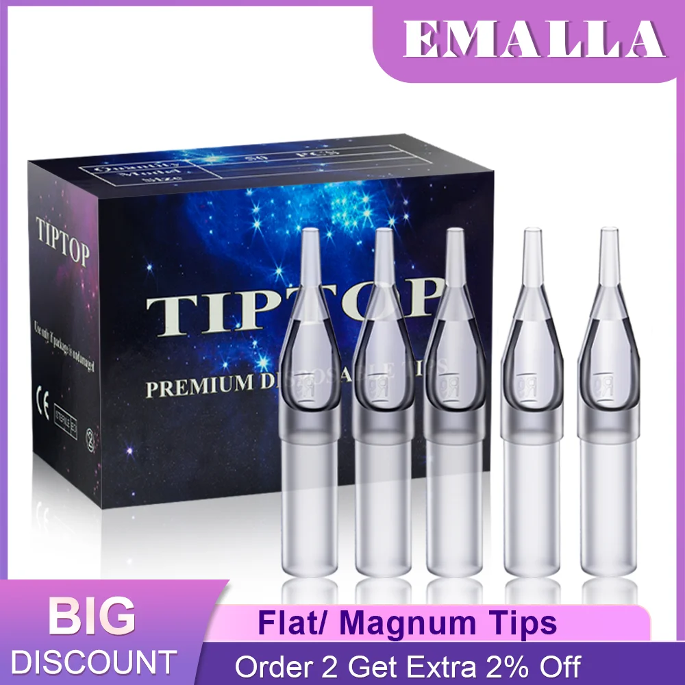 

EMALLA 100PCS FT Tattoo Tips Tubes 5/7/9/11/13/15F Clear Grey Short Disposable Flat/ Magnum Tips Tattoo Machine Needles Supplies