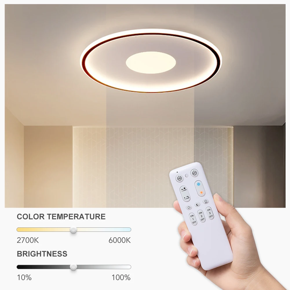 $46.13 Smart Ceiling Lamp Living Room Modern Led Lights For Room Bedroom Lamps Remote Control Dimming White Black Round Indoor Lighting