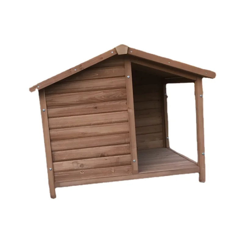 

Flat Roof Wooden Dog House With Cage
