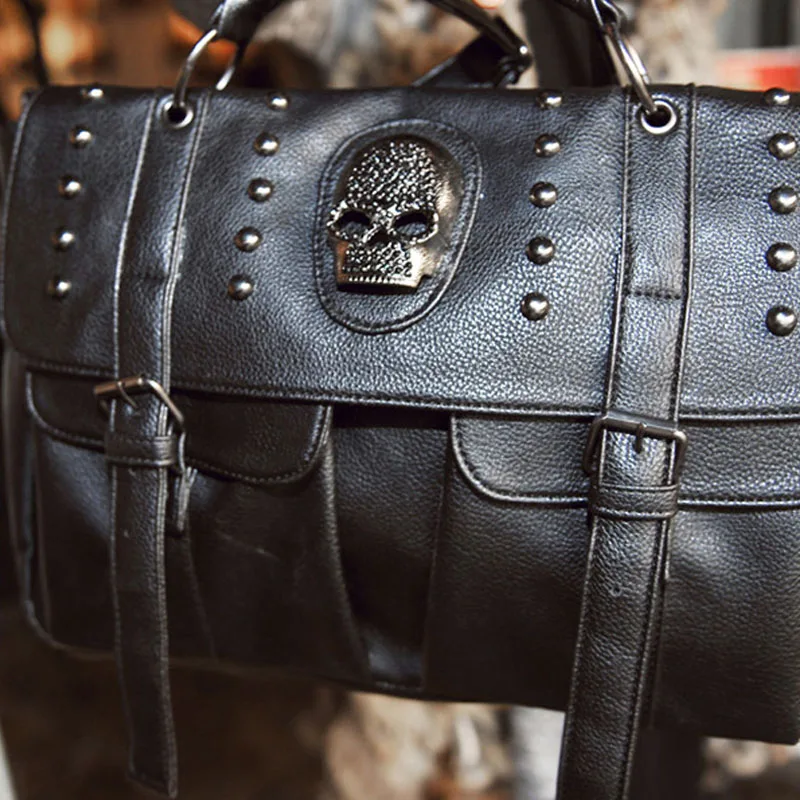 Панк Череп заклепки роскошные сумки женские Дизайнерские Модные Винтажные
