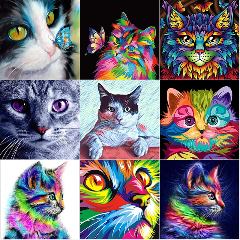 

New 5D DIY Diamond Painting Animal Rhinestones Embroidery Cat Cross Stitch Full Round Square Drill Handmade Art Home Decor Gift