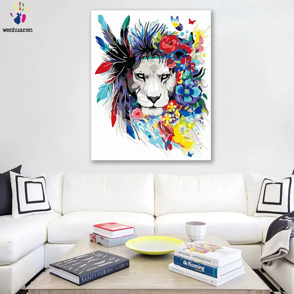 Сделай Сам картинки для раскраски по номерам с цветами нарисованная голова льва