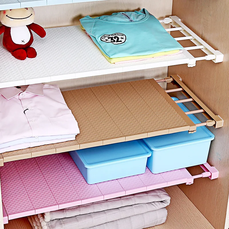 

New Kitchen Organizer Wardrobe Layered Separator Kitchen Free Nail Storage Rack Scalable Partition Shelf