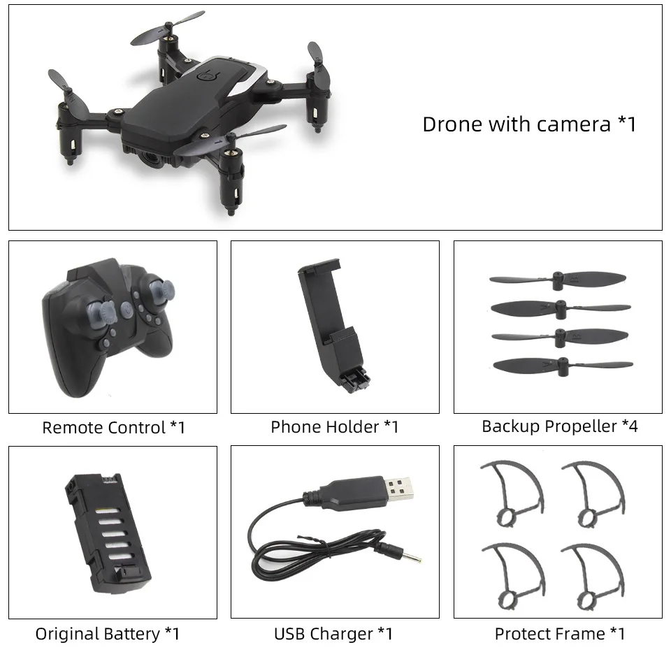 Lanbird мини Радиоуправляемый Дрон с камерой FPV Wifi Пульт дистанционного управления Квадрокоптер мини игрушка Дети Дроны для начинающих Вертолет vs E61 S9W - Цвет: 606 Black